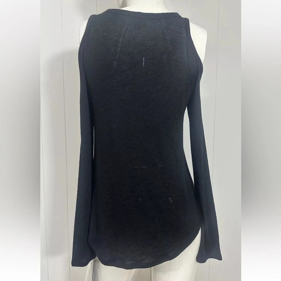 NWT Mossimo Long Sleeve Womens Black Pullover Open Shoulder Knit Shirt Sz XS - Picture 3 of 7